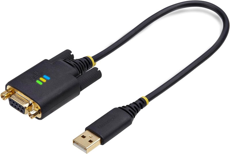 Star Tech 1ft/30cm USB to Null Modem Serial Adapter Cable, COM Retention, FTDI, USB-A to RS232, Changeable DB9 Nuts/Screws - Image 2